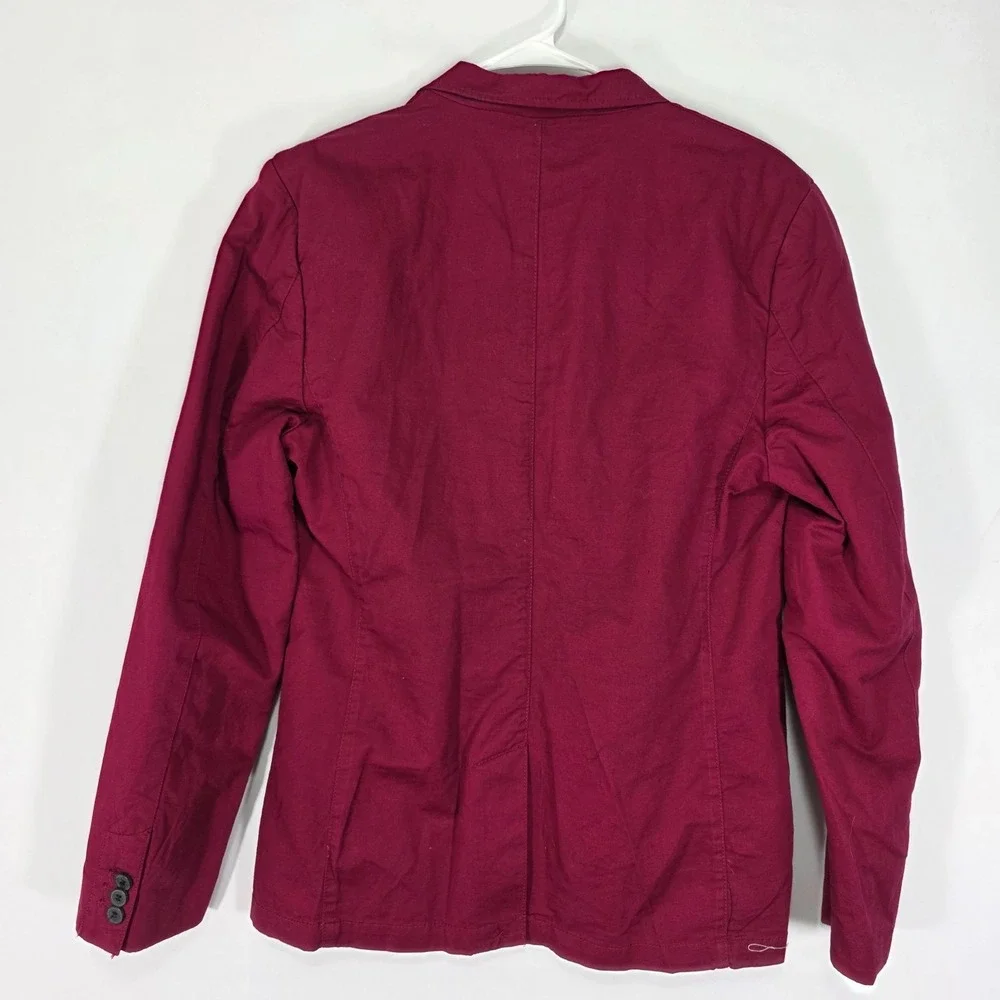 H&M Men's‎ Sport Coat Blazer Two Button Maroon Cotton Linen Blend Size 36R Slim